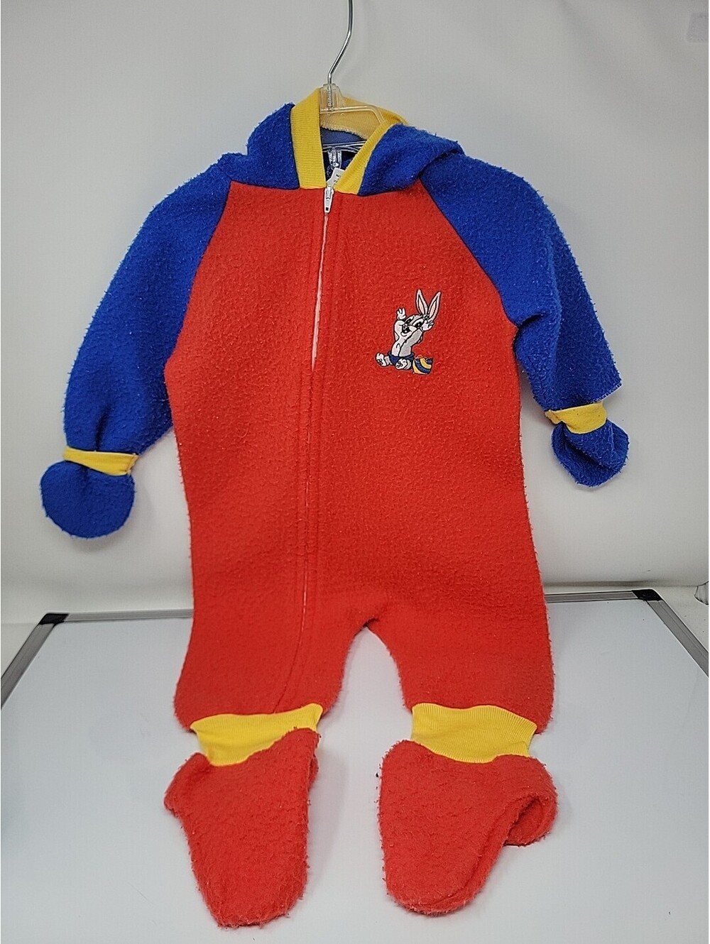 Vintage 90s Gerber Looney Tunes Bugs Bunny Baby Fleece Bunting 12M USA